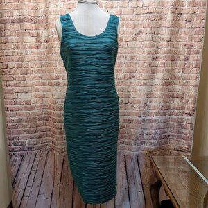 Hot Gal Dress Textured Sleeveless Teal Size Large